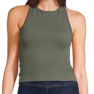 Intimately Free People Hayley Crew Neck Racerback Sleeveless Tank Green XS/S